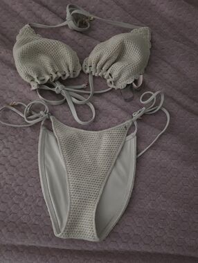 Victoria's Secret Cream Crochet Tie Bikini